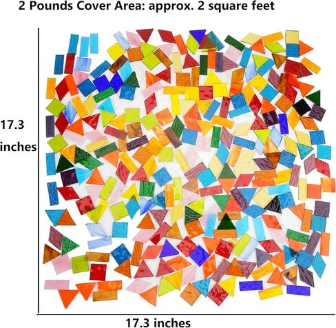 Lanyani 410 Large Transparent Stained Glass Mosaic Tiles, Vibrant Mixed Shapes for Art & Crafts, Cathedral Colorful Glass Pieces, 1.2 Pounds in Kuwait