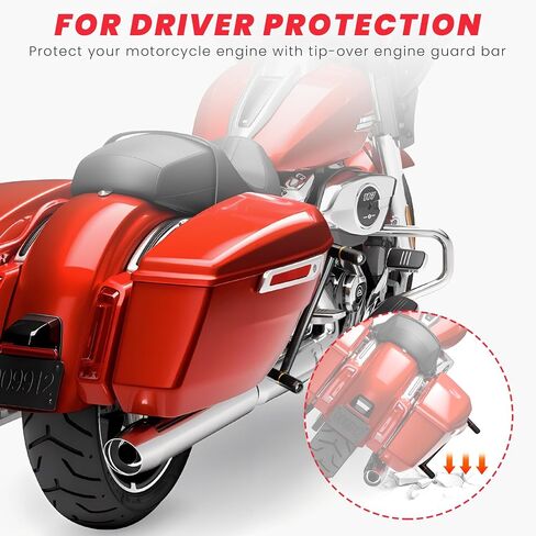 97-08 Rear Saddle Bag Guard Crash Bar Tip Over Bar Compatible with Harley Davidson Touring Street Glide Road Glide Road King Ultra Limited Electra Glide in Saudi Arabia