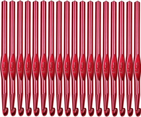 Hordolry 4mm Crochet Hooks Bulk, 18Pcs Aluminum Crochet Needle, Knitting Needles for Craft Yarn Contribute to Beginners in Kuwait