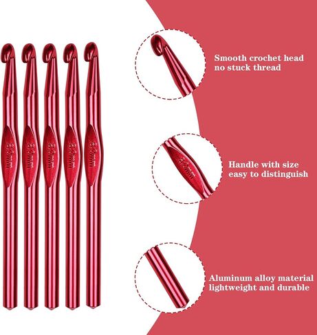 Hordolry 4mm Crochet Hooks Bulk, 18Pcs Aluminum Crochet Needle, Knitting Needles for Craft Yarn Contribute to Beginners in Kuwait