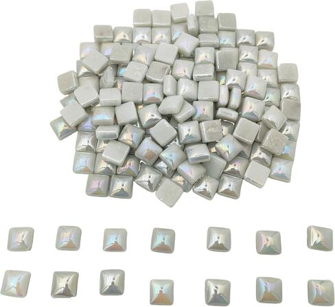 0.59 inch Square Glass Mosaic Tiles,1.1 LB /150 PCS Loose Mosaic Glass Pieces Stone Tiles for Art Crafts and Home Garden Decoration (Pearl Sky Blue) in Kuwait