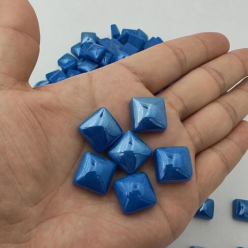 0.59 inch Square Glass Mosaic Tiles,1.1 LB /150 PCS Loose Mosaic Glass Pieces Stone Tiles for Art Crafts and Home Garden Decoration (Pearl Sky Blue) in Kuwait