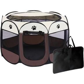 Dog Playpen داخلي/في الهواء الطلق ، منزل توصيل القطط القابل للإزالة ، Pet Playpen قابلة للانهيار مع حالة حمل لا يوجد تجميع مطلوب خيام الحيوانات الأليفة للكلاب/القطط/الأرانب (رمادي ، صغير ، 1)