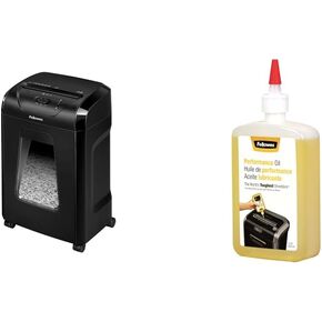 Fellowes 12C15 12 Sheet Cross-Cut Paper Shredder for Home and Office with Safety Lock & Powershred Performance Shredder Oil, 12 oz. Extended Nozzle Bottle (35250)