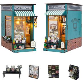 فليفر دمية DIY Book Nook Miniature Kit ، DIY Booknook Bookshelf Insert Decor ، 3D Wooden Puzzle BookNook Miniature Kit for Creative Associed Bookends (Soul Bookstore)