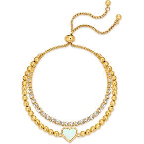 WOWORAMA Adjustable Slider Bracelets for Women Bar Friendship Bangle Bracelet for Women Girls Gold/White Gold/Rose Gold Bolo Bracelet