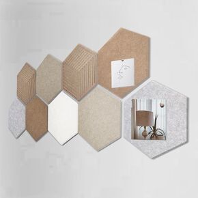 لوحة سداسية سداسية Cork for Walls 10 قطع ، لوحة إعلانات للمكتب 30 دبابيس دبابيس شعرت البلاط الجدران للصور المذكرات (10pcs)