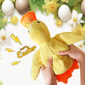 Easter Dog Toys for Large Dogs, 18″×15″ Mellow Dog Calming Duck with Quacking Sound, Easter Gifts for Dogs, Bright Yellow