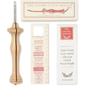 The Oxford Punch Needle #14 (1/8 inch Loop) Fine Point Punch Needle | Patented Design | Ergonomic Natural Wood Handle | Electropolished Steel Tip | Ideal for Rug Hooking