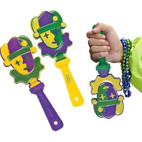 MARDI GRAS HAND CLAPPERS (مجموعة من 12) مستلزمات الحفلات المرحات وصناع الضوضاء للأطفال والبالغين