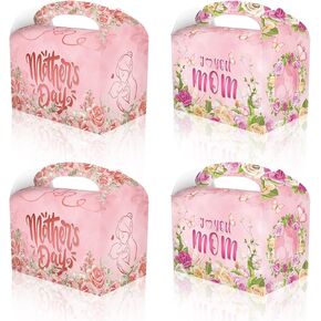 CPTBAG 12pcs Happy Mother's Day Treat Boxes Small Gift Boxes Floral Design Cardboard Gift Goodies Candy Boxes for We Love Mom Party, Mother Birthday Party Favor Supplies