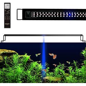 ضوء حوض السمك LED GLOWRIUM مع ضوء خزان الأسماك الكامل الطيف الكامل مع مؤتمر توقيت السيارات ، IP67 ماء مقاوم للمياه العذبة مصابيح الخزان المزروعة ، RGB+W+القمر بأداء عالي (36W 48-53 بوصة)