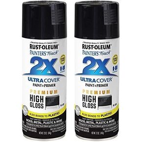 Rust-Oleum 331172 Painter's Touch 2x Ultra Cover Pray Paint ، 12 OZ ، Black Gloss High (حزمة 2)