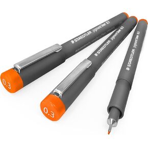 Staedtler 308 Pigment Liner Fineliner - 0.3mm - حزمة 3 - Orange