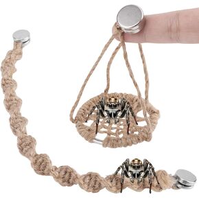 Jumping Spider Rope Bridge with Magnets, Magnetic Jumping Spiders Climbing Rope Spider Twine Ladders Braided Jumping Spider Accessories for Pet Tiny Animals Enclosure Decorations