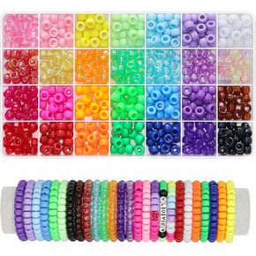 Lis Hegensa Pony Beads Beads Bulk ، Kandi Beads for Necklace Jewelry Making Hair Thalding ، Bracelets Making Kits ، Hair Bead ، Bracelet Beads ، Baids Baids for Crafts Lids Girls (28 Color ، 1000pcs)