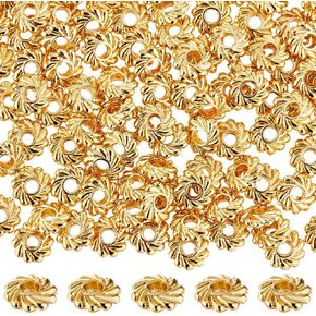 CREATCABIN 180Pcs Real 18K Gold Plated Flower Spacer Beads Tiny Loose Small Antique Metal Spacer Bead Charms Hole 1.2mm DIY Jewelry Making Supplies Findings Crafts for Necklace Bracelet Earring 4.8mm
