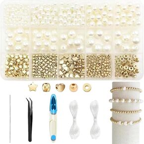 Jryyr Choice Choice 720pcs Makelet Make Make ، حبات سوار اللؤلؤ ، حبات النجوم للأساور ، مناسبة لصنع المجوهرات سوار DIY (مجموعة اللؤلؤ)