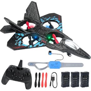 RC Plane Remote Remote Airplane Airplane Toy 2025 New Remote Control Plane Plane Fighter Methods 2-Way-Tway Remote Control (Normal+Watch) ، 360 ° Flip Fighter Jet Toy ، Sensing Gravity ، Roll Stunt ، Gifts for Kids Boys