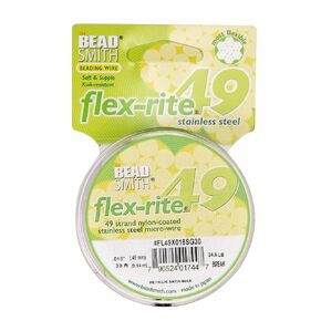 Beadsmith Flex -Rite 49 Strand Delling Wire - Metallic Satin Gold - .014 "30 ft (.018 Inges ، Metallic Satin Gold)