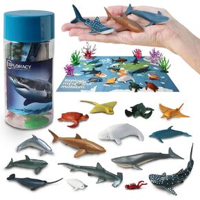 15pcs التماثيل الصغيرة للحيوانات Sean Toyable Toy Toy Sealife Toy for Kids Ocean Sea Shark Whale Toys Formet