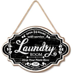 Jetec Vintage Laundry Room Decorative Wall Sign Laundry Room Decor Home Family Decorative Sign Inspirational Motto for Laundry Room, Bathroom, and Home, 12 x 8 x 0.2 Inch (White)