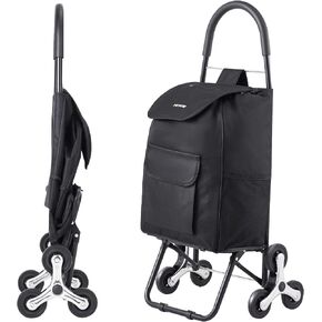 VEVOR Stair Climber Trolley Dolly, 36L Folding Shopping Grocery Cart Trolley Laundry Stair Climbing Handcart with 6 Wheels & Oxford Cloth Bag, Foldable Cart for Shopping Grocery Laundry Climbing