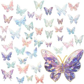 80pcs ملصقات الفراشة اللمعان اللمعان المجسم