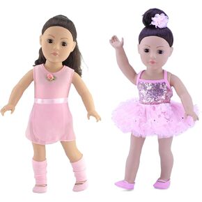 Emily Rose 18-inch Ballet Essentials Clothing Value Bundle - 5 Piece Ballerina Practice Outfit and Our 4 PC Ballet Dance Recital Clothes & Accessories Set | Dolls Not Included