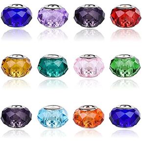 AIPRIDY 100Pcs 15x11mm Painting Murano Large Hole Glass Beads Mix Color with Silver Brass Cores European Charm fit Bracelet Necklace (Watercolor effect OPEC white glass)