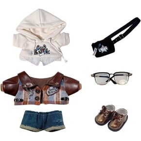 Niannyyhouse Doll Doll Dress Up Hoodies Jundies Jeans Backpacks Glasses Shoes Ortage Outfit 10cm 15cm 20cm Plush Doll Cloths (20cm)