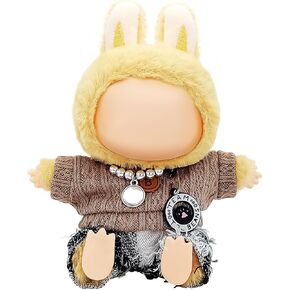 17cm Doll Clothes, Kawaii Chic Style Set, Cute Outfit with Accessories, Checkered Scarf and Hat (NO Doll) Jeans