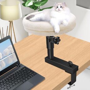 Cat Desk Bed 360 ° Detating Cat Bed ، جثم الخشب الصلب ، وسادة قابلة للإزالة ، مشبك قابل للتعديل للمكتب وغرفة المعيشة