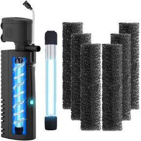 AquaMiracle Aquarium Filter (for 10-40 Gal Tanks) with 6 x Filter Sponge & Light Bulb