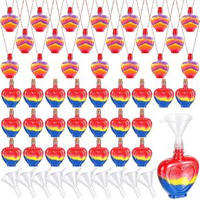 Libima 50 pcs زجاجة فن رمل على شكل قلب مع مسارات صغيرة من البلاستيك ، بما في ذلك 25 قطعة من زجاجة رمل و 25 قطعة من الزجاجات الرملية مع سدادات الفلين لصالح هدية عيد ميلاد الذكرى السنوية
