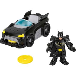Fisher-Price Schealxt DC Super Friends Metal Force Toy Batmobile Toy Car ، مجموعة وإكسسوارات Batman 3 بوصة ، تشمل أقراص قاذفة و 2 أقراص