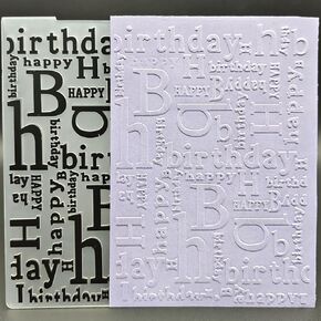 Plastic Embossing Folder A6 Size Birthday Words Paper Crafts Plastic Textured Impressions for Card Making Scrapbooking