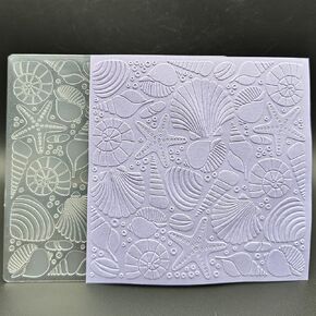 Plastic Embossing Folder 5x5 Inch Sea Shell & Starfish Paper Crafts Plastic Textured Impressions for Card Making Scrapbooking