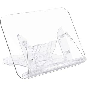 Acrylic Book Stand for Reading 13 Levels Angle Adjustable Cookbook Stand Lightweight Foldable Book Holder for Textbook, Magazine, Recipe, Tablet, Laptop