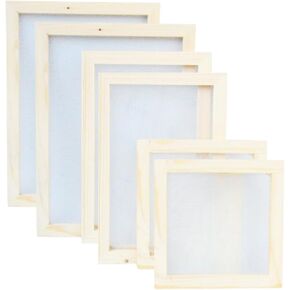 6 Pieces 3 Size Screen Printing Frame,Wood Silk Screen Printing Frame with Mesh for Screen Printing, 9.8 x 14 Inch, 7.5X 9.8Inch, 7.8 x 7.8 Inch