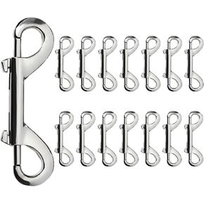 Double Ended Bolt Snaps Hook Zinc Alloy Double Trigger Metal Clips for Hanging Horse Tack Sling Feed Barns Water Buckets Linking Dog Leash Collar Leash Key Chain Feeding Supplies 15 Pieces (3.5 Inch)