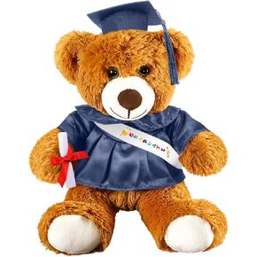 Graduation Bear 2025 with Gown Cap Tassel 9" Pink Graduation Stuffed Animal Plush Bear Toy for Class of 2025 Prek Preschool Kindergarten High School College Graduate Gift