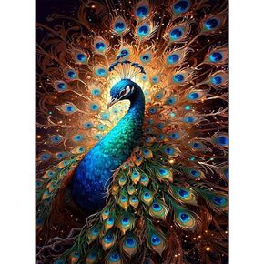 Gamteldot Peacock Stamped Cross Stitch Kits,11CT Cross Stitch Kits for Beginners,DIY Needlepoint Kits for Adults,Embroidery Patterns Art Crafts Kits for Home Decor and Gift
