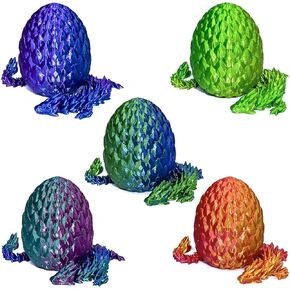 5PCS 3D Printed Dragon Eggs with Dragon Inside Easter Eggs 3D Printed Dragon Easter Toys Mystery 3D Dragon Egg 3D Printed Animals Toy Dragon Fidget Toy Home Office Decoration (Multicolor6-5pcs)