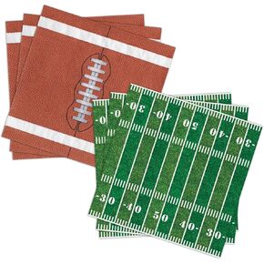 100 PCS Football Cocktail Napkins Decorpable Football Party Decorations 2 Styles Football Football Football Football Forme Forms for tailgate Party Decorities ، Acts Sport