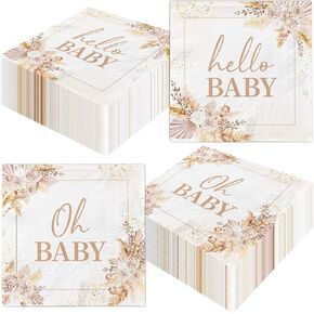 Boho Baby Shower Napkins 40pcs جنسنا محايد يا طفل من المناديل بويو بوهو اللوازم لحفلات الاستحمام بوهو بوهو زخارف استحمام الطفل للفتاة بين الجنسين تكشف حفلة استحمام الطفل