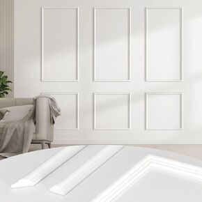 3 Sets Pre-Cut Wall Molding Kit, Ready to Assemble Wainscoting Panels for Interior Wall Moulding Décor, Living Room Bedroom Accent Wall Panel, 3 Tops and 3 Bottoms - 6 Frames