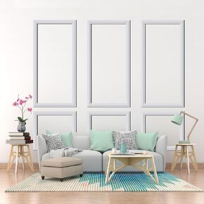 3 Sets Premade Accent Wall Molding Kit，Accent Wall Panels for Interior Wall Decor,All Edges precut, Chair Rail Moulding Trim for Home Moulding Decoration ((63 x 31 in) (High-Low Type))