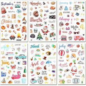 24 PCS Daily Holiday Seasonal Planner Stickers Cute Monthly Conglicly Pack Pack Sticker Calendar Calendar Set للبالغين Women Happy Scrapbook Journaling Celebrations أحداث عامة لوازم