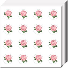 CREATCABIN 128Pcs Rose Planner Stickers Small Flower Vinyl Decal Self-Adhesive Waterproof Sticker Red Round Bulk Stickers for Scrapbooking Envelope Water Bottle Laptop Junk Journal Collage 2.5x2.5cm